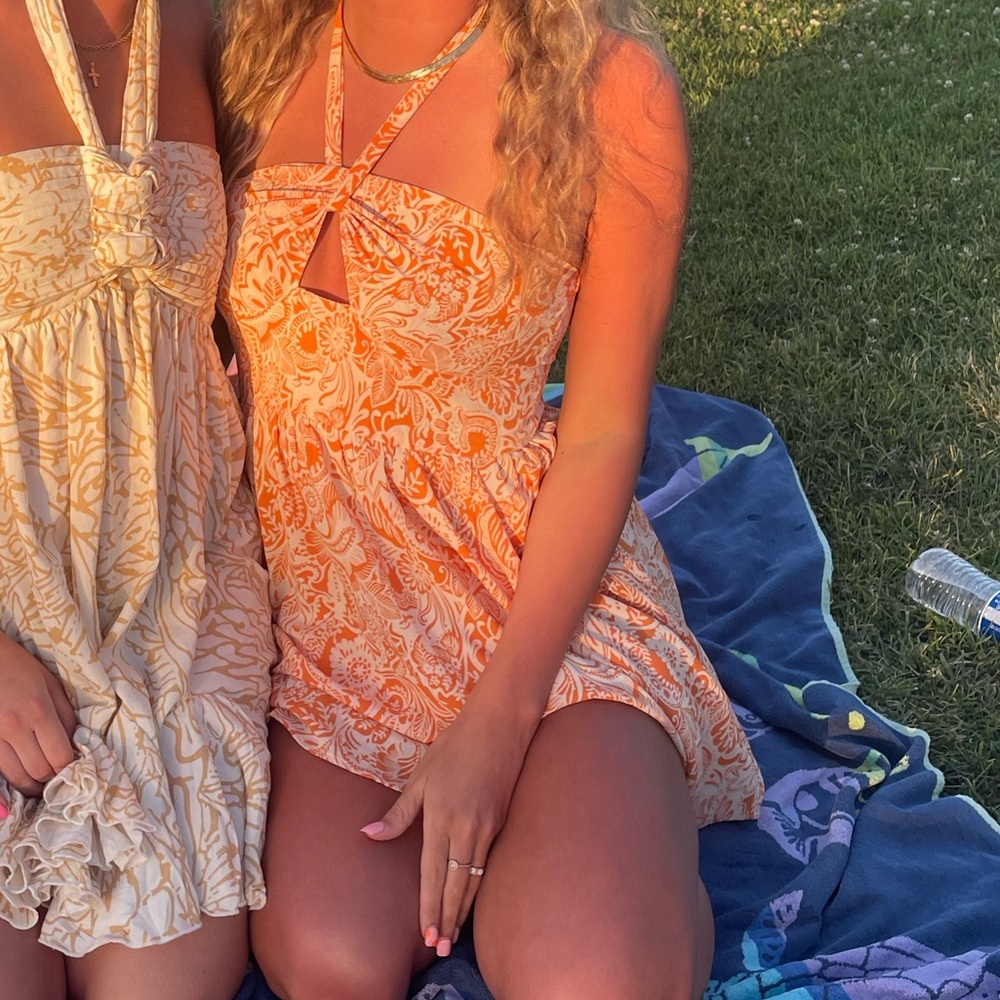Shein orange and white dress